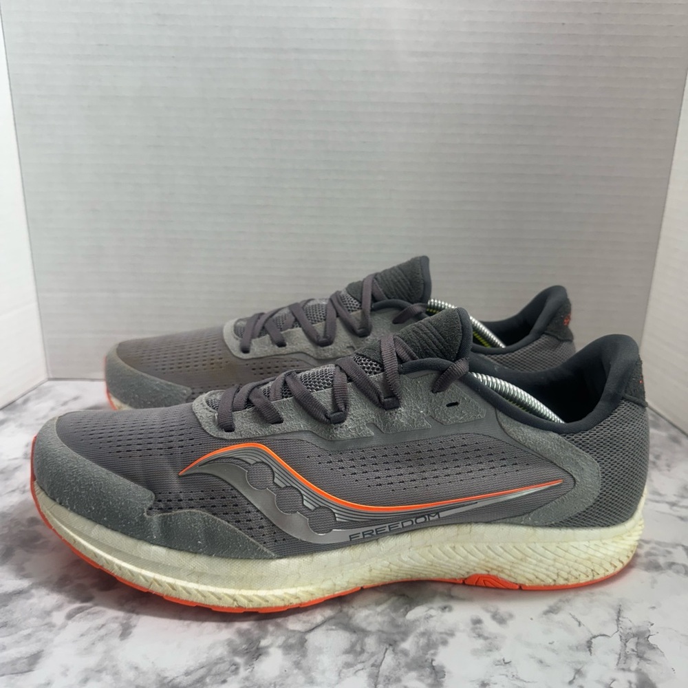Saucony Men’s Freedom 4 Running Shoes Lightweight, Alloy/ViziOrange, Size 11